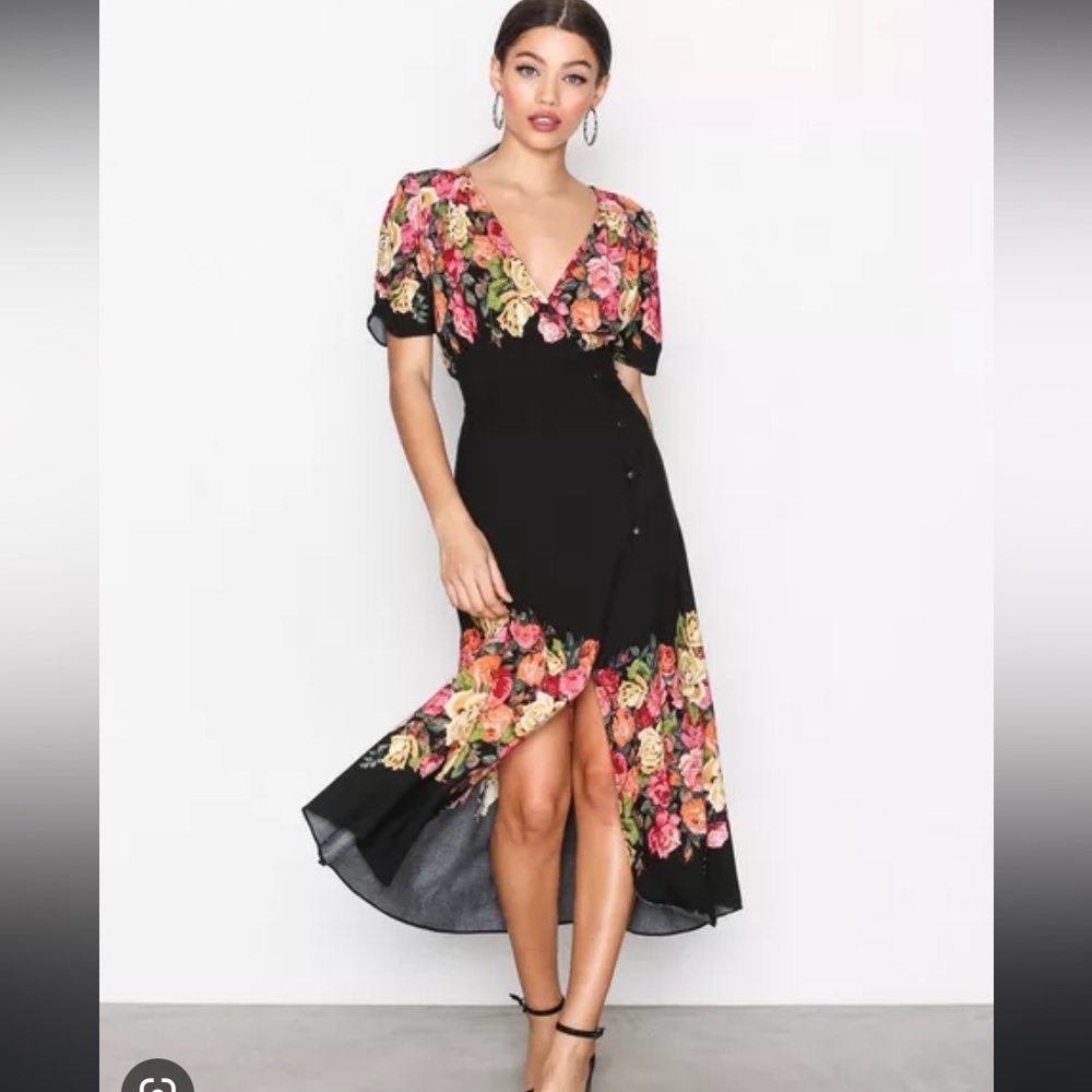 Free People Floral Button-down midi tea dress